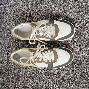 Madewell Court Sneakers in Colorblock Leather and Suede in Dessert Olive size 8